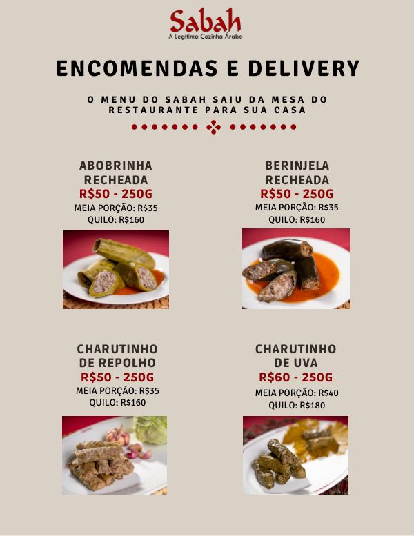Cardápio de delivery e encomendas, página 3 de 8: abobrinha e berinjela recheadas, charutinhos