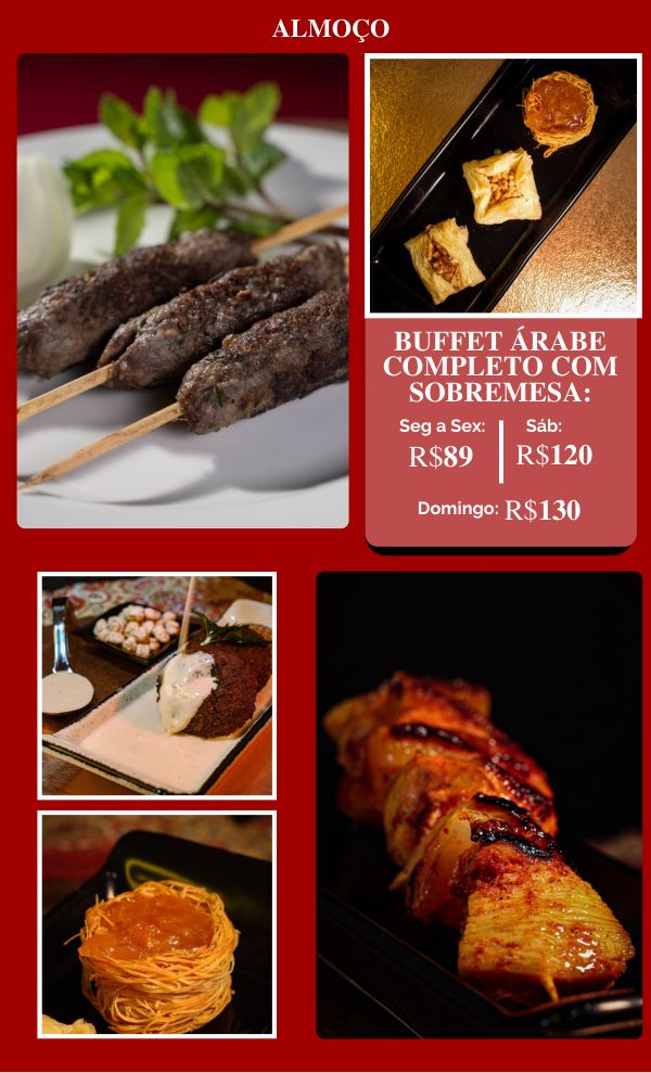 Cardápio do salão, página 2 de 10: buffet árabe completo no almoço