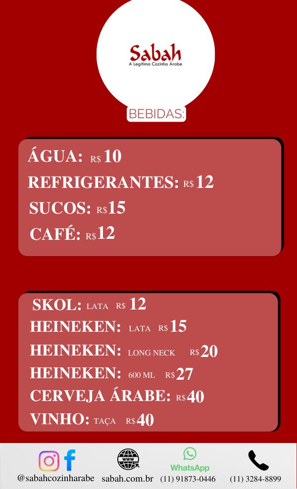 Cardápio do salão, página 9 de 10: bebidas
